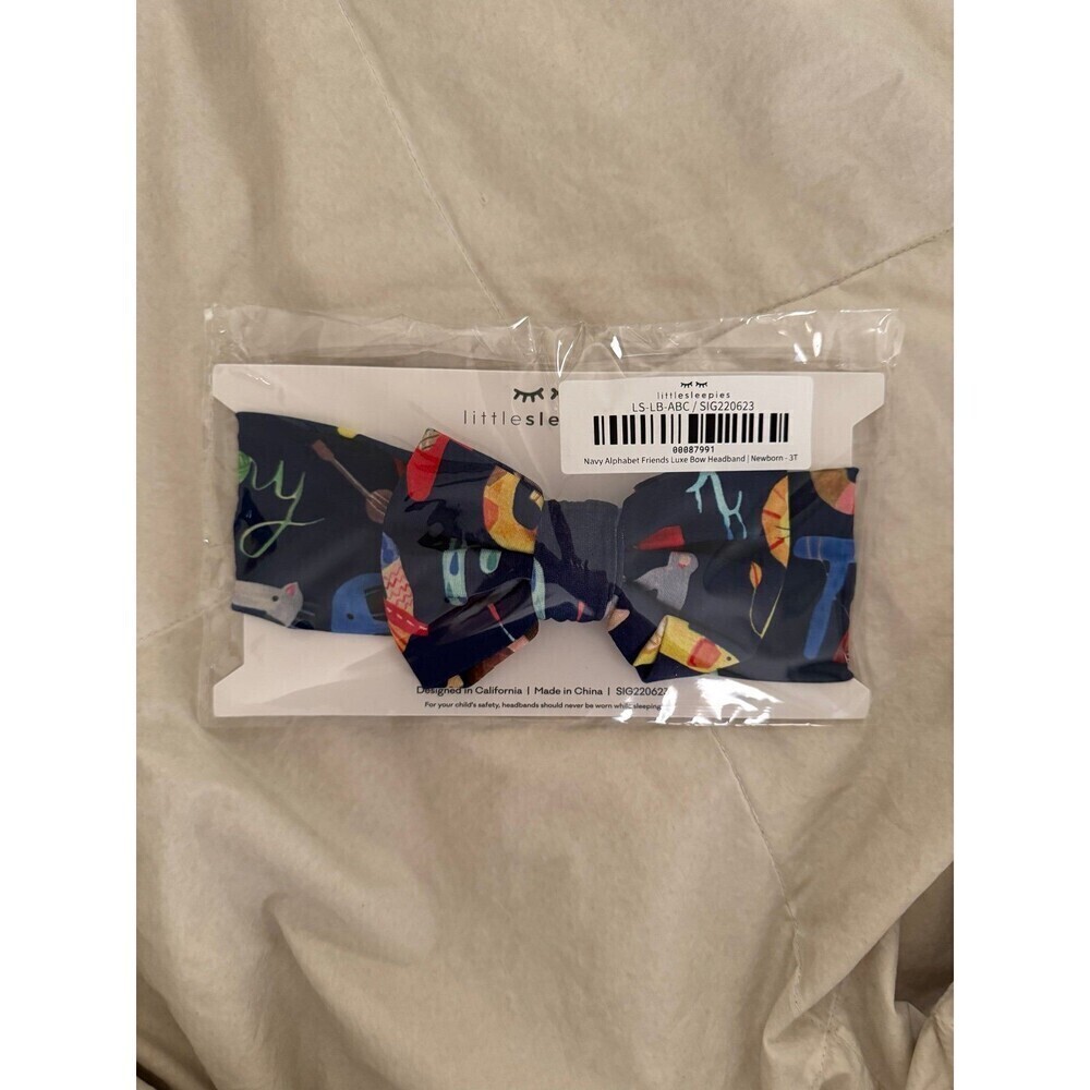 NWT Little Sleepies Headband Bow Navy Alphabet Friends - Picture 3 of 4